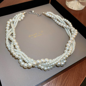 Multi layered Baroque pearl necklace HN1946