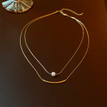 Baroque pearl double layered necklace HN3257