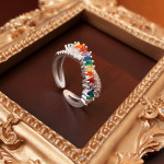 Colored zircon interlocking ring HR971