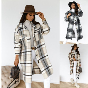 Long plaid shirt jacket AL66