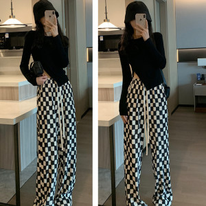 Black and white checkered pants ZY2210