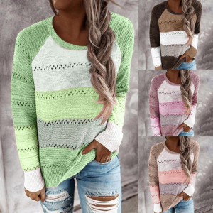 Round neck long sleeved sweater ZY9733