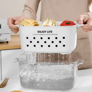 Double layered vegetable washing and storage set YM-7259